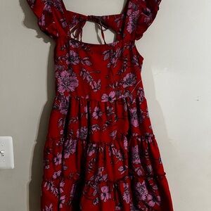 B.O.G. Collective Red and Pink Floral Mini Dress Sz XS